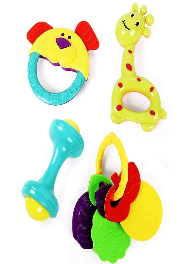 SmallBerry™ Colorful Baby Rattle Toys for Kids Toddlers & Children | 4-Pack of Multicolored Plastic Rattles for Newborns and Infants | Interactive Infant Toy Set - Image 1
